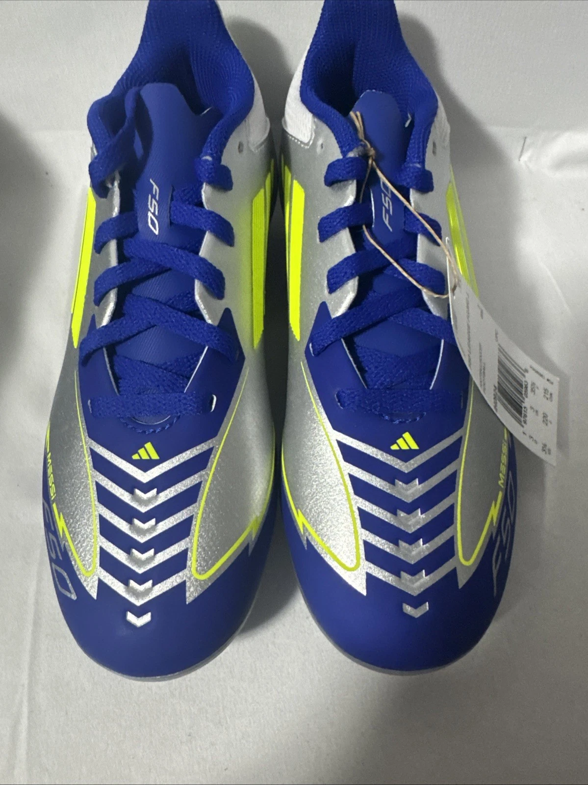 s-l1600-166.webp Adidas F50 League FG MG Messi Soccer Cleats Mens Size 10.5 Silver Blue Yellow - Image 1