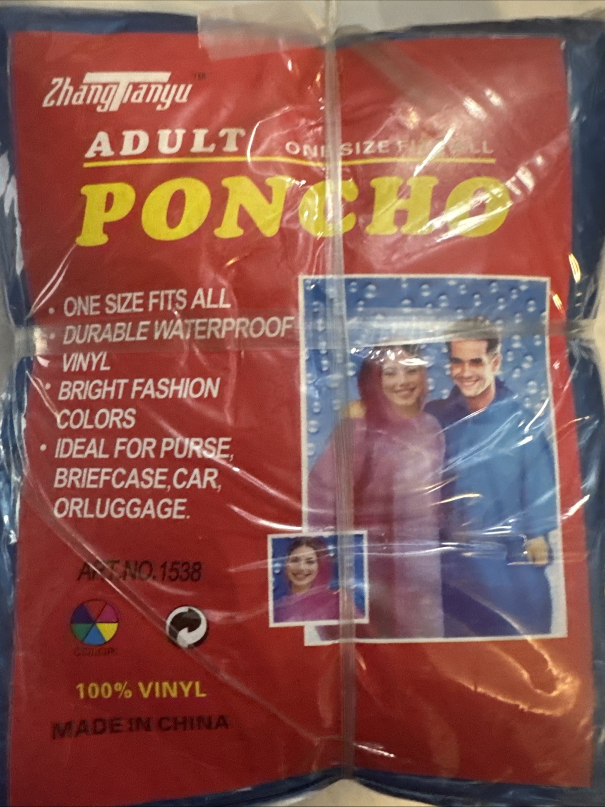 s-l1600-188.jpg Lightweight Poncho 100% Vinyl No Sleeves Snap Closure Rain Men/Women SET OF 10 - Image 1